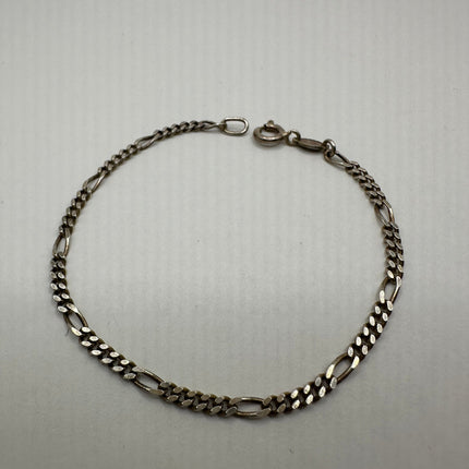 Vintage Figaro Chain Bracelet 925 Sterling Silver