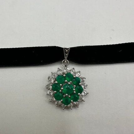 Vintage Green Chrome Diopside Choker 925 Sterling Silver Necklace