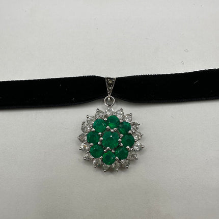 Vintage Green Chrome Diopside Choker 925 Sterling Silver Necklace