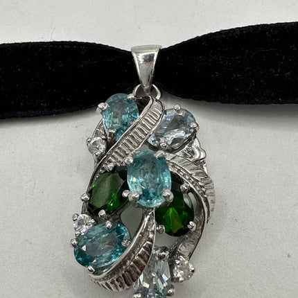 Vintage Green Chrome Diopside Choker 925 Sterling Silver Necklace