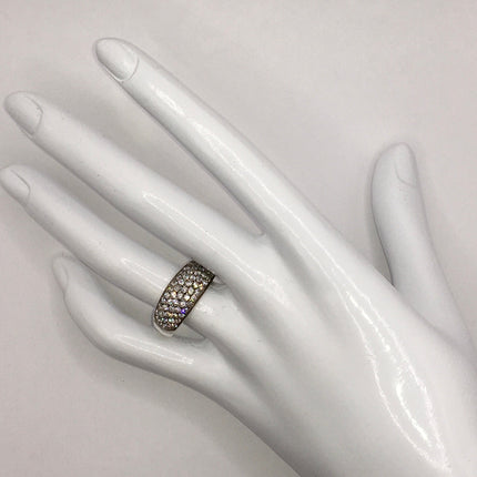 Vintage Crystal Stacking Eternity Promise Ring Wedding Band 925 Sterling Silver