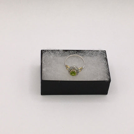 Vintage Crystal Peridot Stacking Eternity Promise Ring Wedding Band 925 Sterling Silver