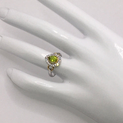 Vintage Crystal Peridot Stacking Eternity Promise Ring Wedding Band 925 Sterling Silver