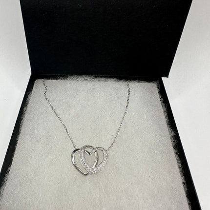 Vintage Love Heart Eternity 925 Sterling Silver chain Necklace