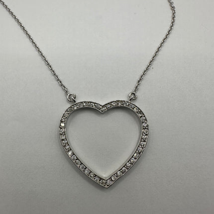 Vintage Love Heart Eternity 925 Sterling Silver chain Necklace