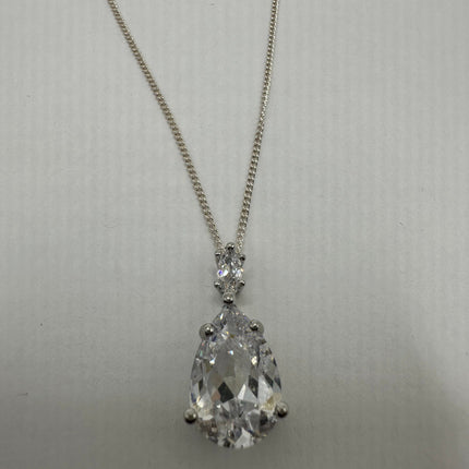 Vintage Cubic Zirconia 925 Sterling Silver chain Necklace
