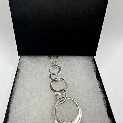 Vintage circles 925 Sterling Silver chain Necklace