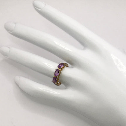 Vintage Purple Amethyst Ring Band 925 Sterling Silver