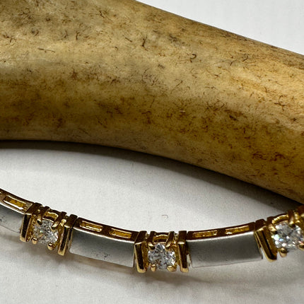 Vintage Gold Tennis Bracelet | Silver Bar Diamond Look CZ Crystal Gemstone 925 Sterling Silver Tennis Bracelet | Free US Shipping