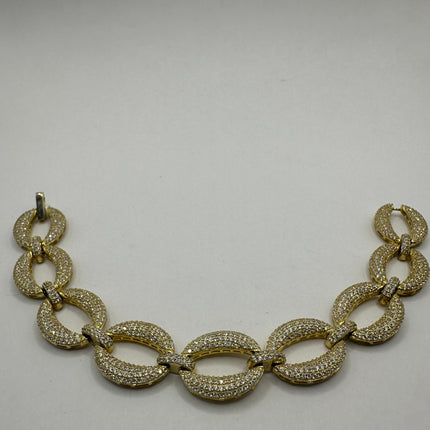 Vintage Gold Tennis Bracelet | Cubic Zirconia Tennis Bracelet Golden 925 Sterling Silver