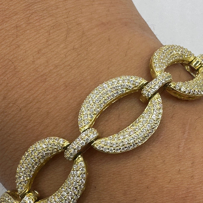 Vintage Gold Tennis Bracelet | Cubic Zirconia Tennis Bracelet Golden 925 Sterling Silver