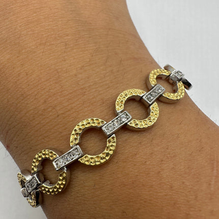 Vintage Gold Tennis Bracelet | Diamond Look Cubic Zirconia Golden 925 Sterling Silver