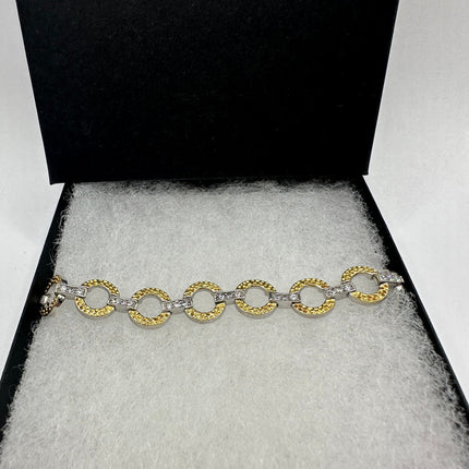 Vintage Gold Tennis Bracelet | Diamond Look Cubic Zirconia Golden 925 Sterling Silver