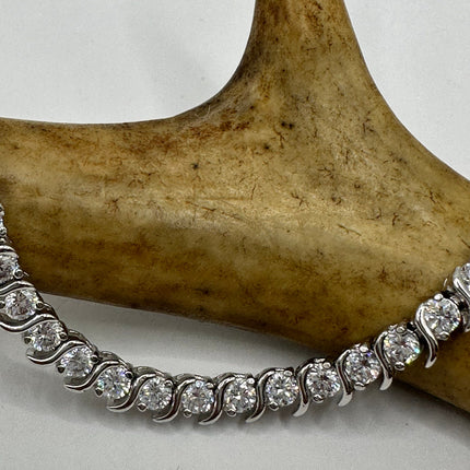 Vintage Silver Tennis Bracelet | Diamond Look Cubic Zirconia 925 Sterling Silver