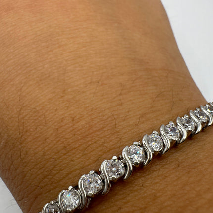 Vintage Silver Tennis Bracelet | Diamond Look Cubic Zirconia 925 Sterling Silver