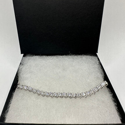 Vintage Silver Tennis Bracelet | Diamond Look Cubic Zirconia 925 Sterling Silver