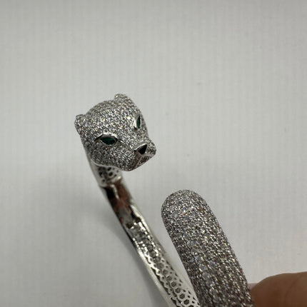 Cat Bangle Bracelet: Vintage Sterling Silver (Adjustable Size)