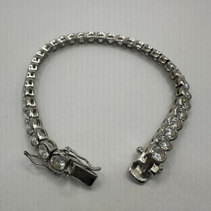 Vintage Silver Tennis Bracelet | Cubic Zirconia Crystal Birthstone 925 Sterling Silver Bracelet