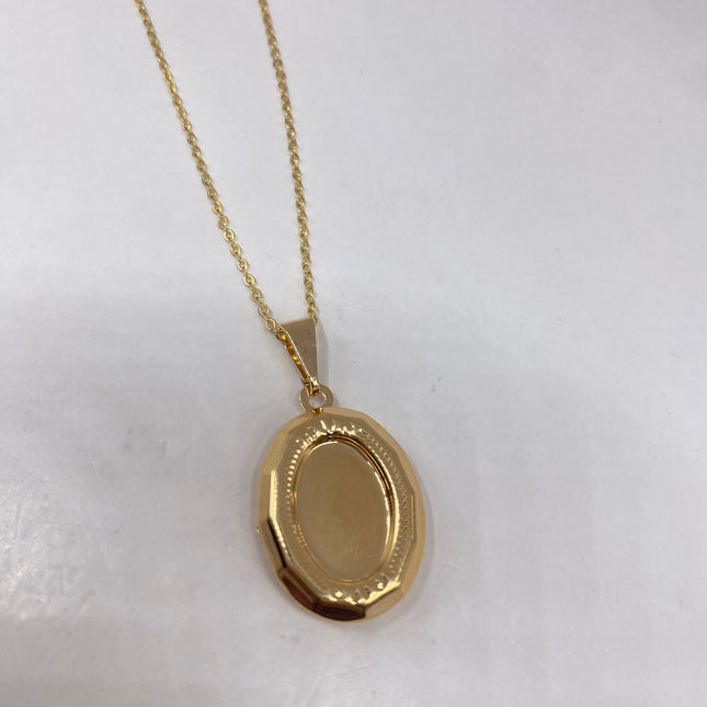 Vintage Tiny Gold Photo Locket - 9K GF Etched Locket on a Delicate Chain Necklace | Small Photo Memory Vintage Locket Necklace