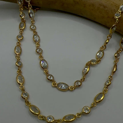 Vintage Cubic Zirconia 925 Sterling Silver chain Necklace