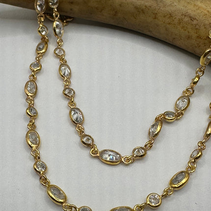 Vintage Cubic Zirconia 925 Sterling Silver chain Necklace