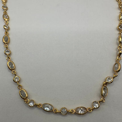 Vintage Cubic Zirconia 925 Sterling Silver chain Necklace