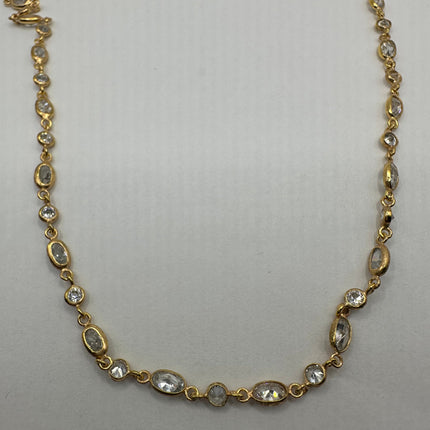 Vintage Cubic Zirconia 925 Sterling Silver chain Necklace