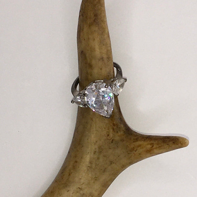 Vintage Crystal Stacking Eternity Promise Ring Wedding Band 925 Sterling Silver