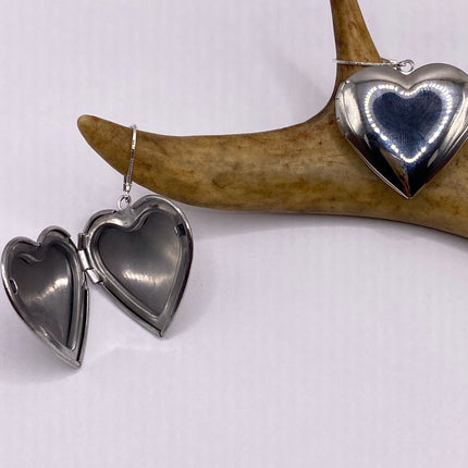 Vintage Silver Earrings | Stainless Steel Locket Earrings Lever Backs
