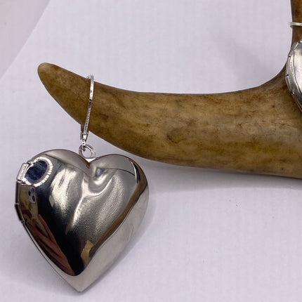 Vintage Silver Earrings | Stainless Steel Locket Earrings Lever Backs