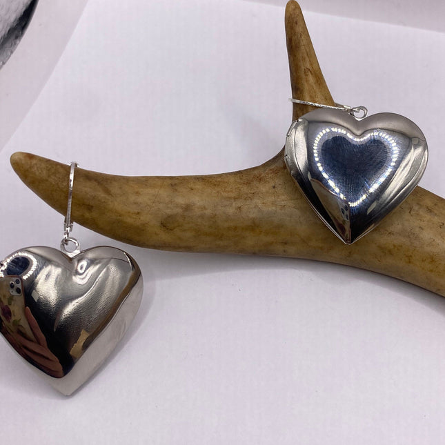 Vintage Silver Earrings | Stainless Steel Locket Earrings Lever Backs