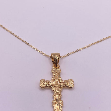 Vintage 9k Gold Filled Tiny Cross on a Gold Filled Chain Necklace