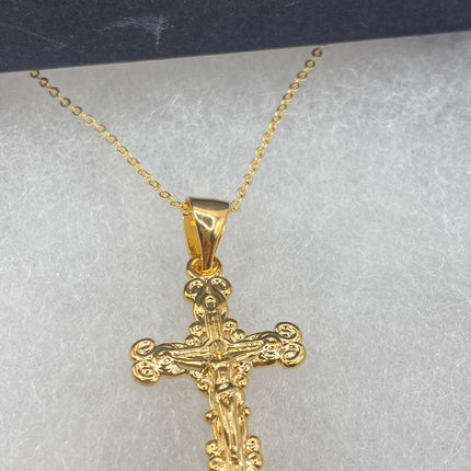 Vintage 9k Gold Filled Tiny Cross on a Gold Filled Chain Necklace