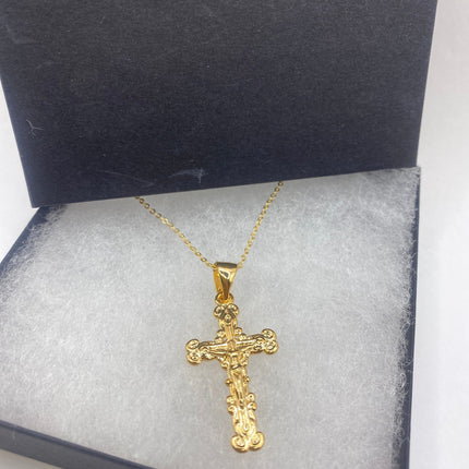 Vintage 9k Gold Filled Tiny Cross on a Gold Filled Chain Necklace