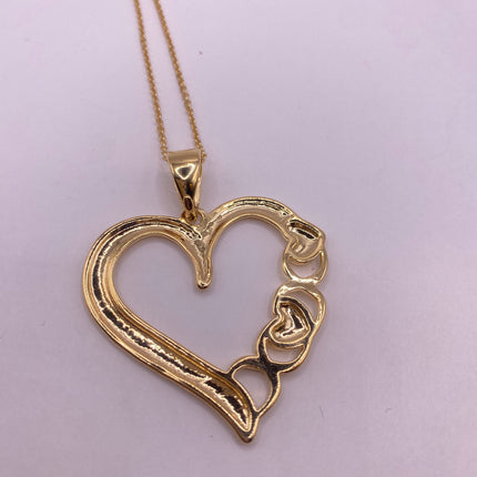 Vintage 9k Gold Filled Large Statement Heart on a Gold Filled Chain Necklace