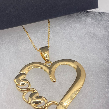 Vintage 9k Gold Filled Large Statement Heart on a Gold Filled Chain Necklace