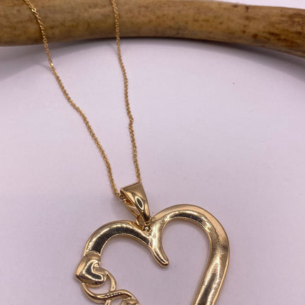 Vintage 9k Gold Filled Large Statement Heart on a Gold Filled Chain Necklace