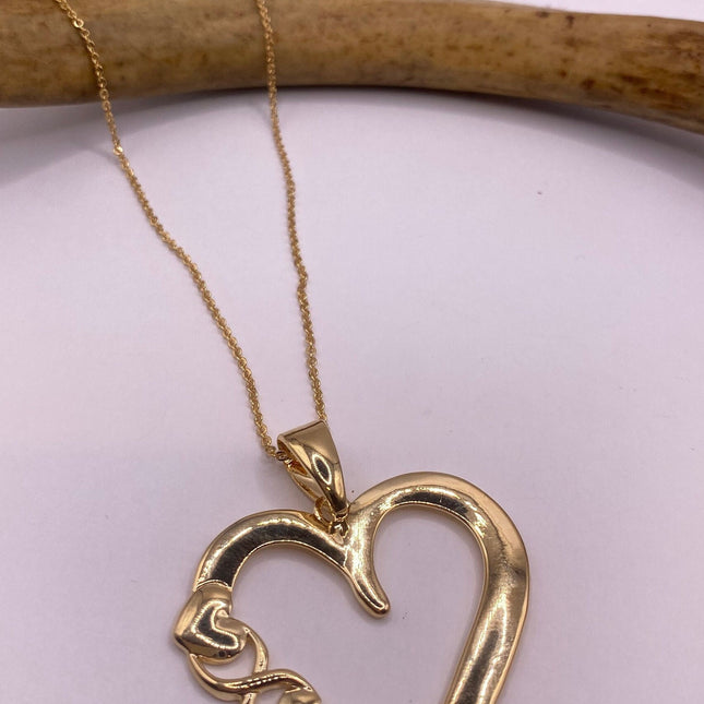 Vintage 9k Gold Filled Large Statement Heart on a Gold Filled Chain Necklace