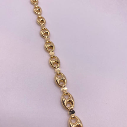 Vintage Gold Bracelet | 9k GF Flat Mariner Anchor Chain Link for Stacking Layered Everyday Jewelry