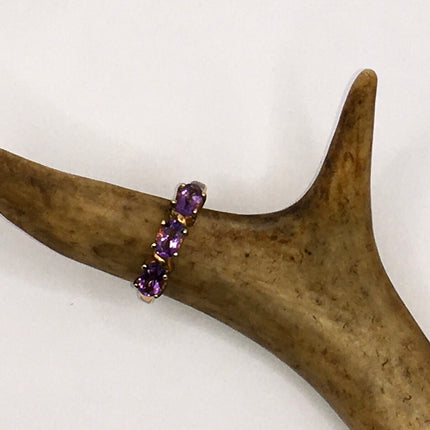 Vintage Purple Amethyst Ring Band 925 Sterling Silver