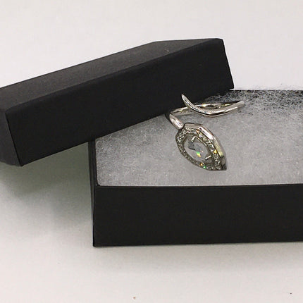 Vintage Crystal Stacking Eternity Promise Ring Wedding Band 925 Sterling Silver Adjustable