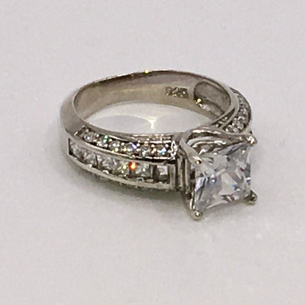 Vintage Crystal Stacking Eternity Promise Ring Wedding Band 925 Sterling Silver