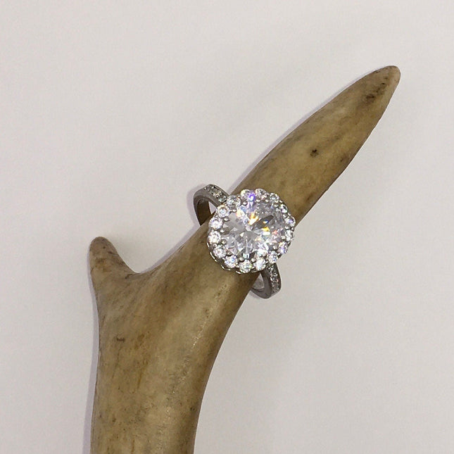 Vintage Crystal Stacking Eternity Promise Ring Wedding Band 925 Sterling Silver
