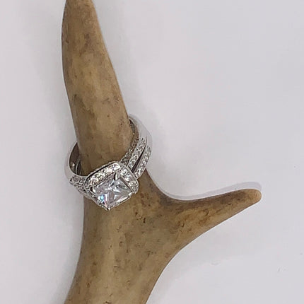 Vintage Crystal Stacking Eternity Promise Ring Wedding Band 925 Sterling Silver