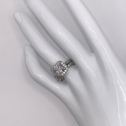 Vintage Crystal Stacking Eternity Promise Ring Wedding Band 925 Sterling Silver