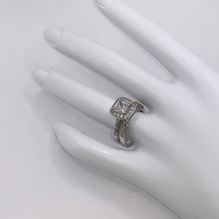 Vintage Crystal Stacking Eternity Promise Ring Wedding Band 925 Sterling Silver