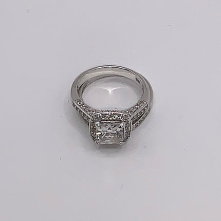 Vintage Crystal Stacking Eternity Promise Ring Wedding Band 925 Sterling Silver
