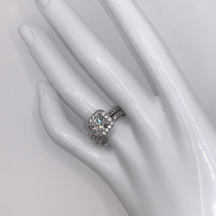 Vintage Crystal Stacking Eternity Promise Ring Wedding Band 925 Sterling Silver
