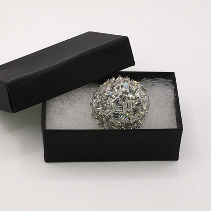 Vintage Crystal Cocktail Ring 925 Sterling Silver