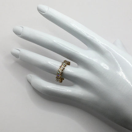 Vintage Crystal Stacking Eternity Promise Ring Wedding Band 925 Sterling Silver